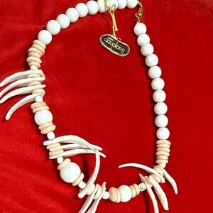 White and Tan Necklace by Carol dauplaise